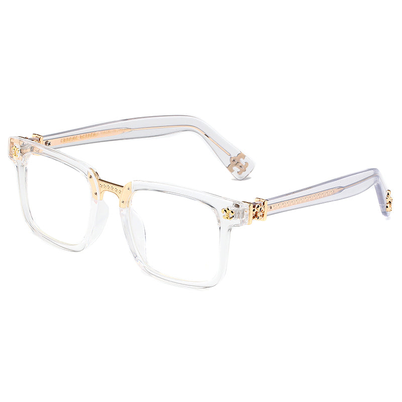 Clear/Gold Nose Bridge Chrome Hearties style glasses