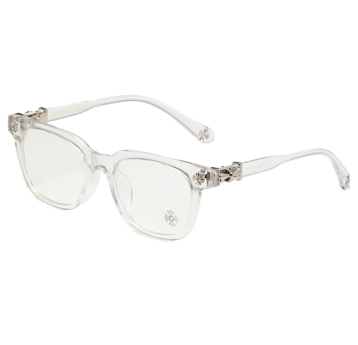 Clear/Silver Dagger Chrome Hearties style glasses