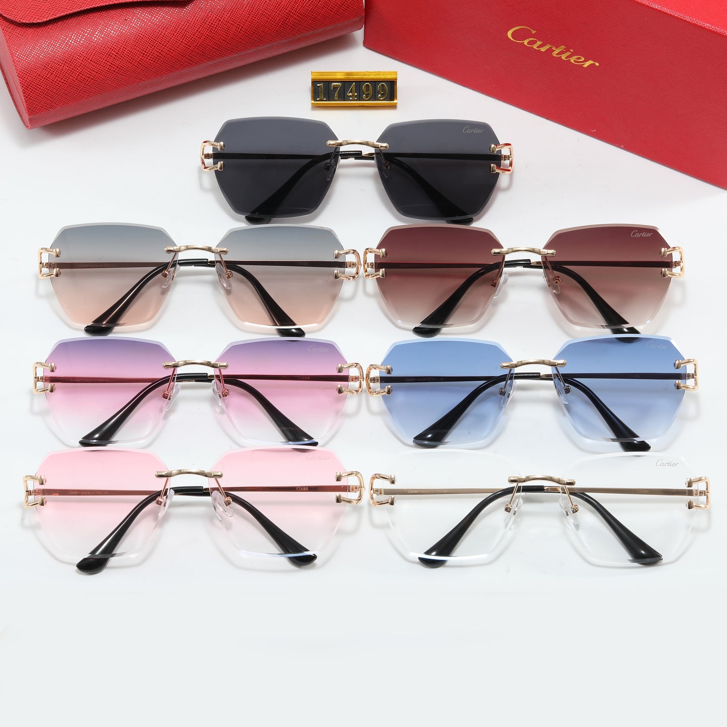 Cartier 17499 Dark Pink Tint Style glasses