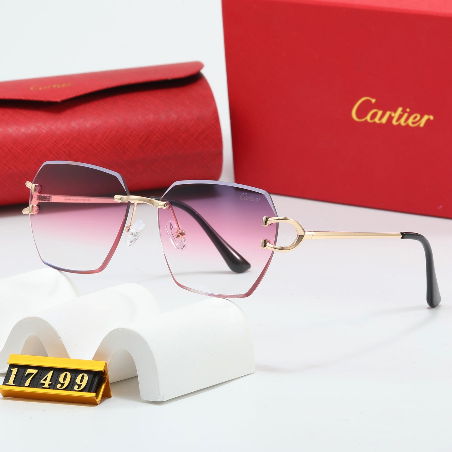 Cartier 17499 Dark Pink Tint Style glasses