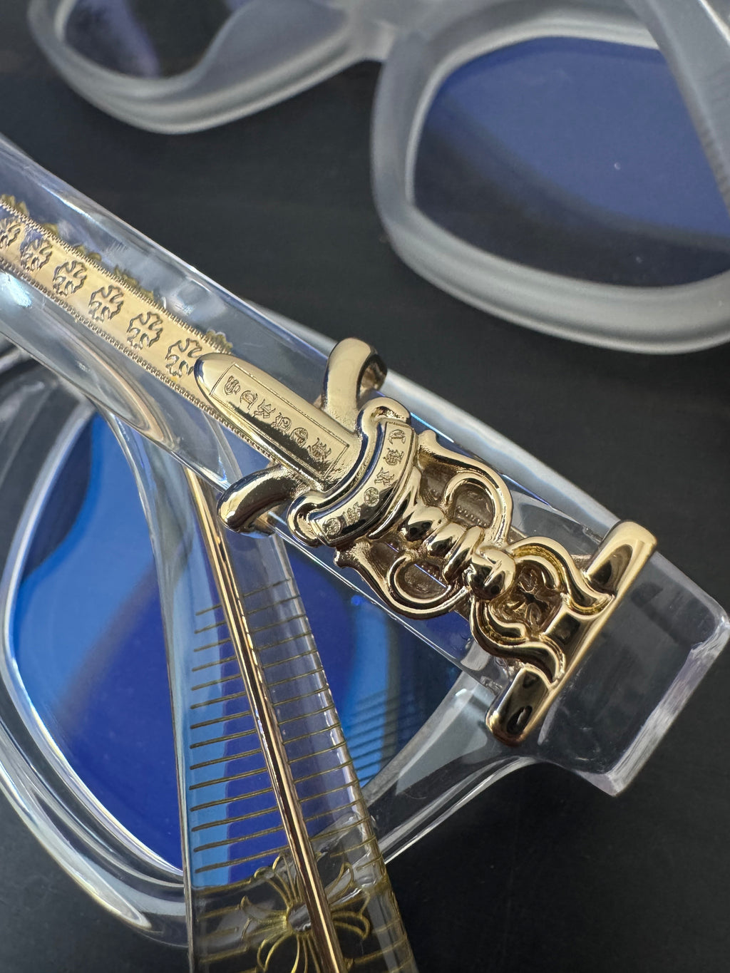 Chrome Hearts Clear/Gold Vagillionaire Style