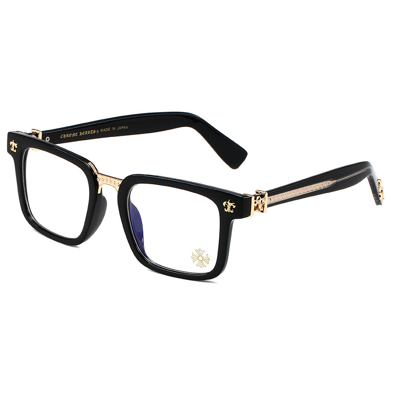 Black/Gold Nose Bridge Chrome Hearties style glasses