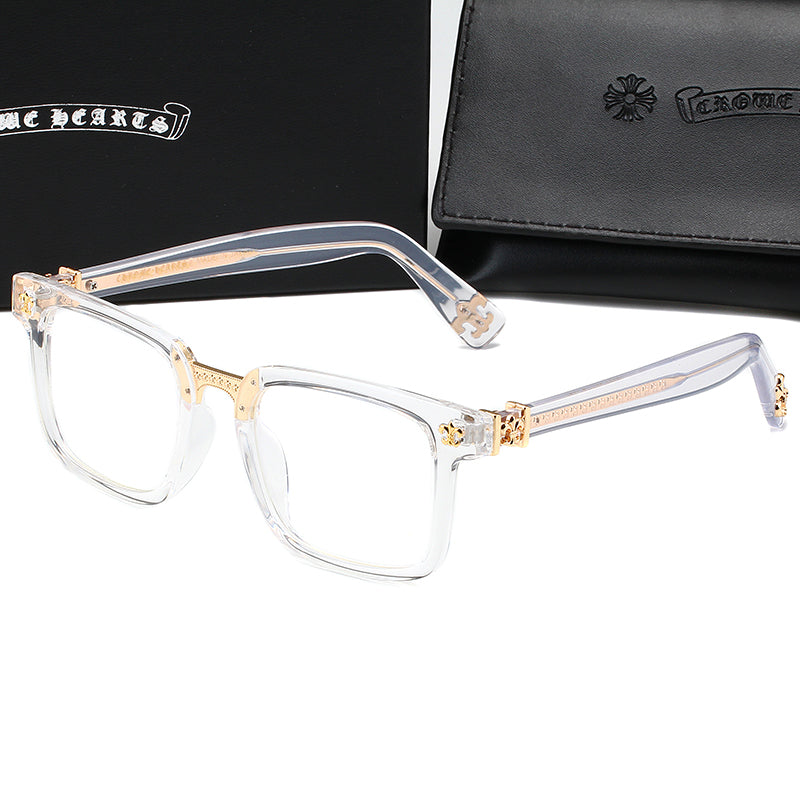 Clear/Gold Nose Bridge Chrome Hearties style glasses