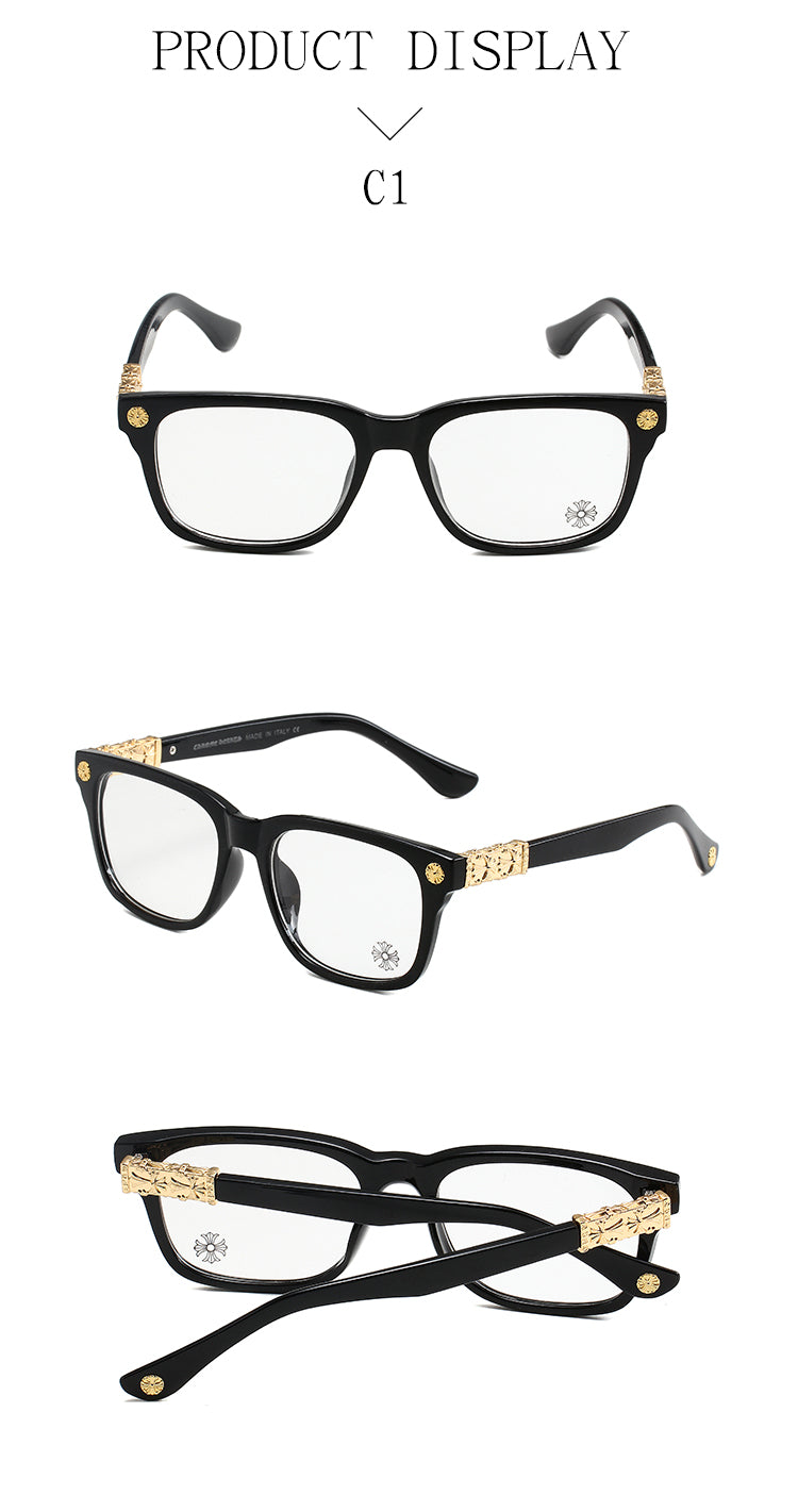 Black/Gold Chrome Hearties style glasses
