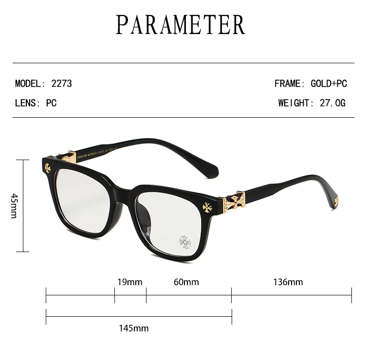 Black/Gold Chrome Hearties style glasses